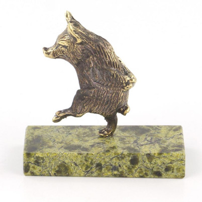 Статуэтка &quot;Поросенок шагает&quot; бронза змеевик