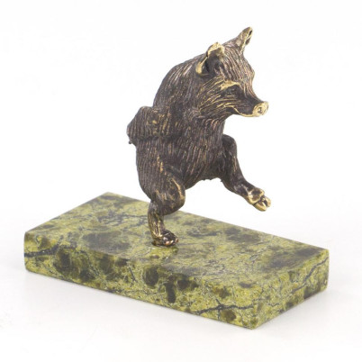 Статуэтка &quot;Поросенок шагает&quot; бронза змеевик