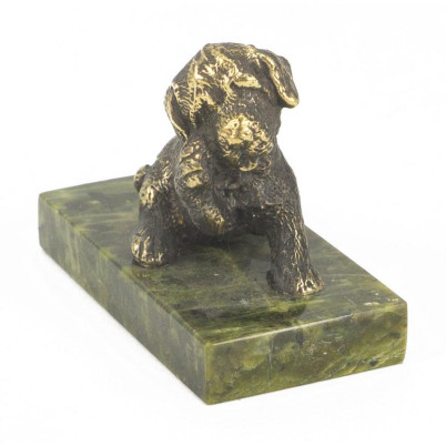 Статуэтка &quot;Собачка малая №12&quot; из бронзы и змеевика