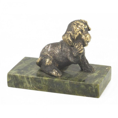 Статуэтка &quot;Собачка малая №12&quot; из бронзы и змеевика