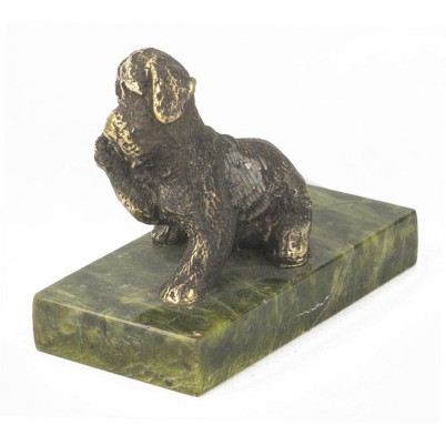 Статуэтка &quot;Собачка малая №12&quot; из бронзы и змеевика