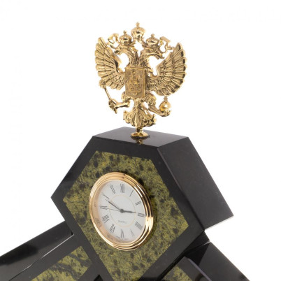 Письменный набор &quot;Герб&quot; с лотком для бумаг А4 и бюваром камень змеевик