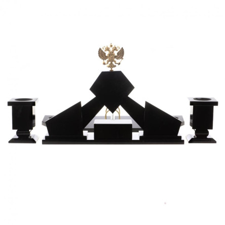 Письменный набор "Герб" с лотком для бумаг А4 и бюваром камень змеевик