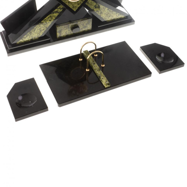 Письменный набор &quot;Герб&quot; с лотком для бумаг А4 и бюваром камень змеевик