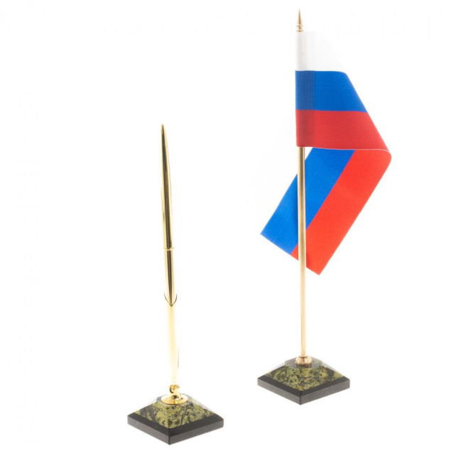 Письменный набор &quot;Герб&quot; с лотком для бумаг А4 и бюваром камень змеевик