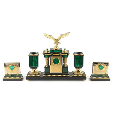 Настольный набор из малахита "Орел" Златоуст