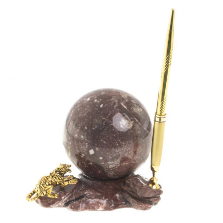 Письменный прибор из креноида "Шар на подставке с тигром"