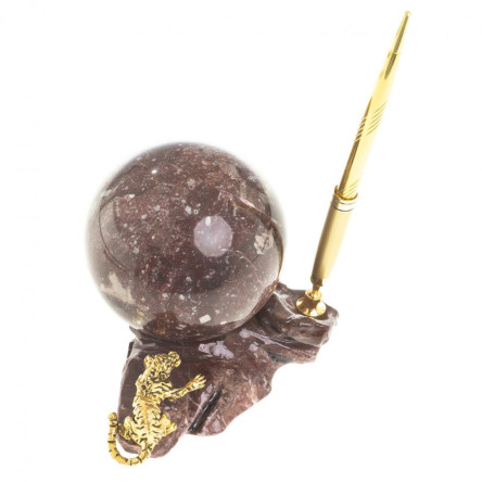 Письменный прибор из креноида "Шар на подставке с тигром"