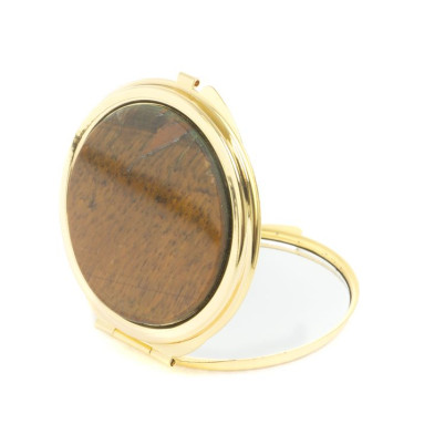 Зеркальце круглое из тигрового глаза цвет золото