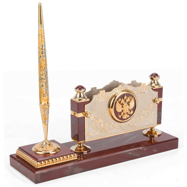 Настольный набор из яшмы "Двуглавый орел"