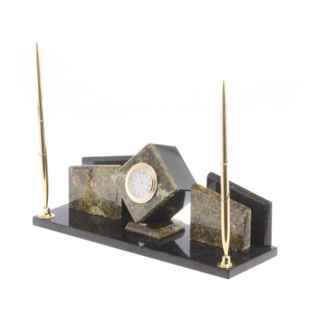 Письменный мини-набор "Куб" камень офиокальцит