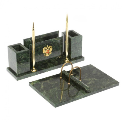 Настольный набор &quot;Советник&quot; с гербом РФ шабровский змеевик