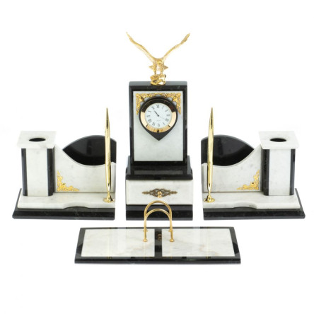 Настольный прибор из камня "Горный орел" мрамор