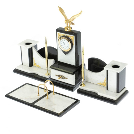 Настольный прибор из камня "Горный орел" мрамор