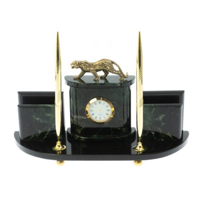 Настольный прибор "Гепард" камень нефрит