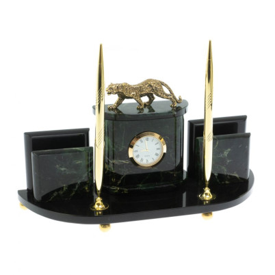 Настольный прибор "Гепард" камень нефрит