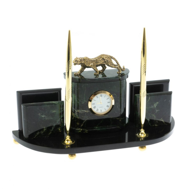 Настольный прибор "Гепард" камень нефрит