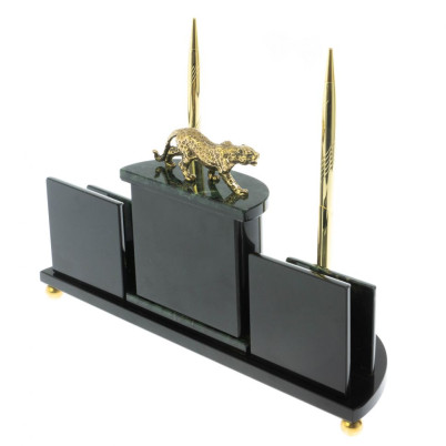 Настольный прибор "Гепард" камень нефрит