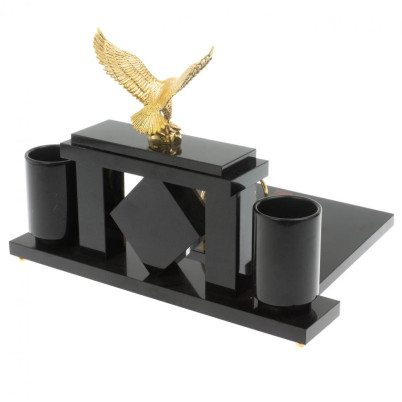 Письменный набор с часами &quot;Орел&quot; из яшмы