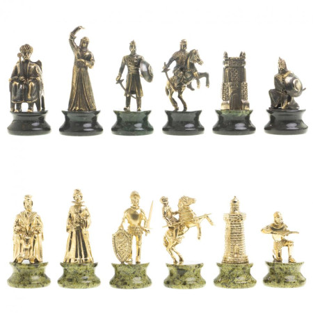 Шахматы подарочные &quot;Турецко-европейская война&quot; камень змеевик бронза 48х48 см