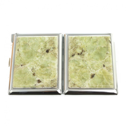 Портсигар на 20 сигарет с зажигалкой камень желтый апатит