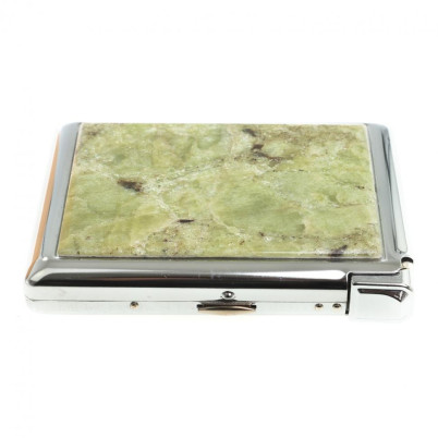 Портсигар на 20 сигарет с зажигалкой камень желтый апатит