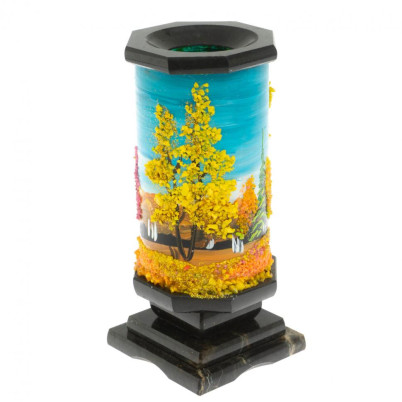 Ваза "Осень" из черного змеевика 8х8х17,5 см