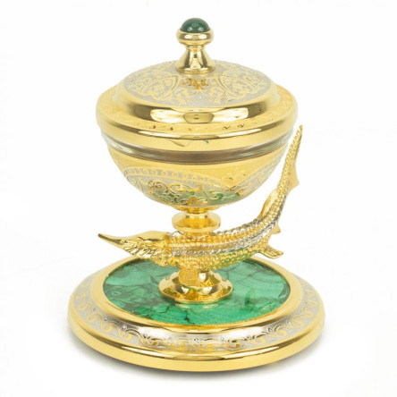 Икорница из малахита "Стерлядка" Златоуст