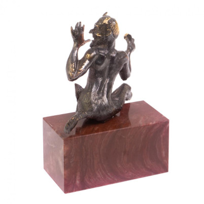 Бронзовая статуэтка &quot;Чертик&quot; на подставке из лемезита