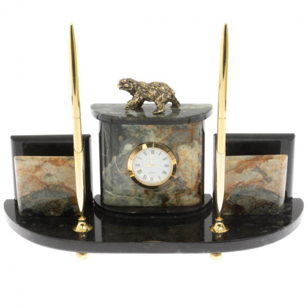 Настольный прибор "Медведь" из офиокальцита