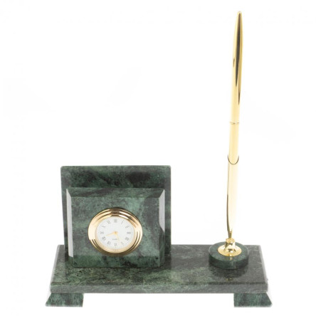 Настольная визитница из камня змеевик