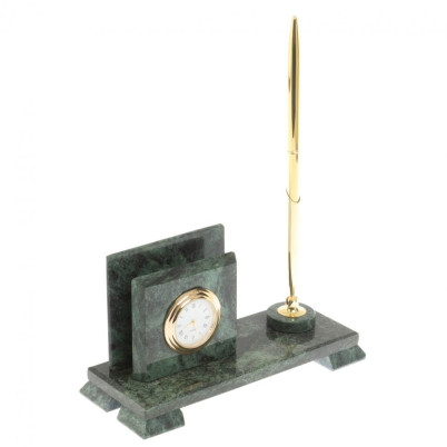 Настольная визитница из камня змеевик