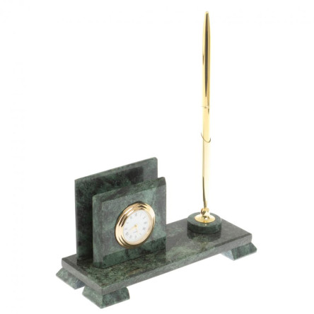 Настольная визитница из камня змеевик