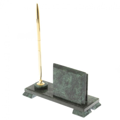 Настольная визитница из камня змеевик