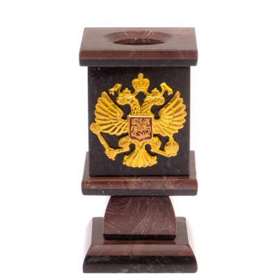 Карандашница из лемезита с Гербом РФ