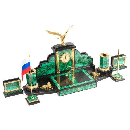 Настольный набор &quot;Президент&quot; камень малахит