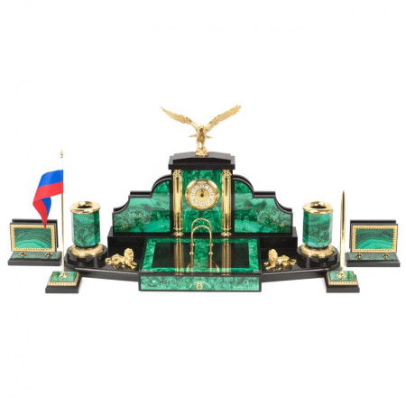 Настольный набор &quot;Президент&quot; камень малахит