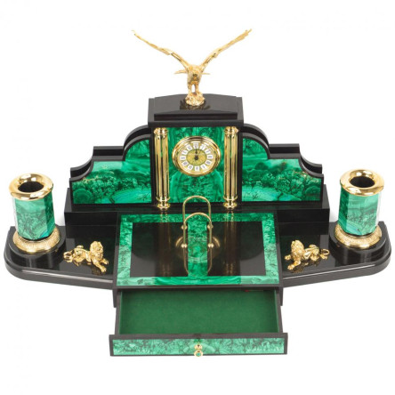 Настольный набор "Президент" камень малахит