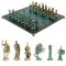 Шахматы "Римские войны" фигуры бронза / патина 44х44 см змеевик