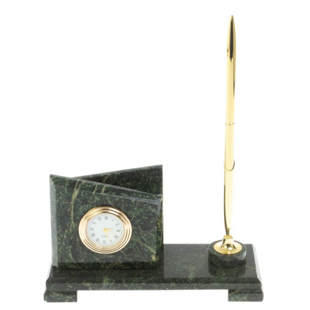 Визитница настольная с подставкой под ручку "Мини 3" камень змеевик