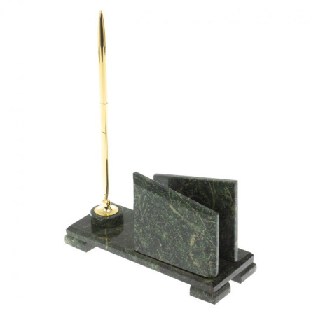 Визитница настольная с подставкой под ручку "Мини 3" камень змеевик