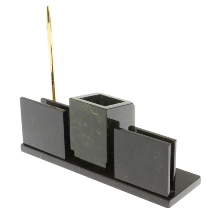 Письменный прибор "Менеджер" из черного змеевика с гербом