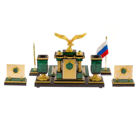 Письменный набор из малахита "Орел" Златоуст