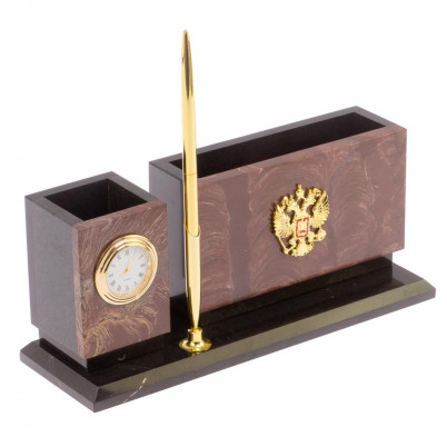 Письменный мини-набор &quot;Герб России&quot; камень лемезит