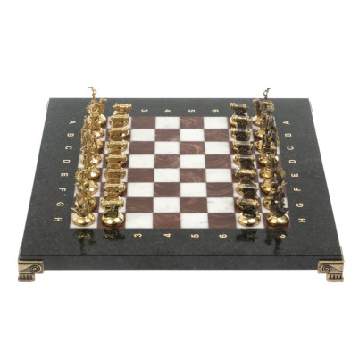 Шахматы &quot;Итальянская война&quot; фигуры бронза доска 28х28 см из мрамора и лемезита
