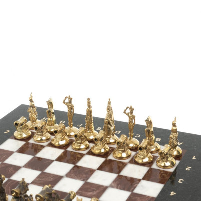 Шахматы &quot;Итальянская война&quot; фигуры бронза доска 28х28 см из мрамора и лемезита