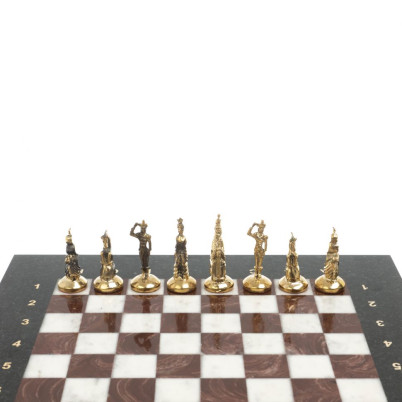 Шахматы &quot;Итальянская война&quot; фигуры бронза доска 28х28 см из мрамора и лемезита