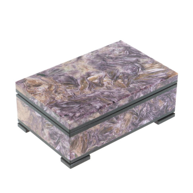 Шкатулка из камня чароит экстра с иризацией 11х7х4,5 см