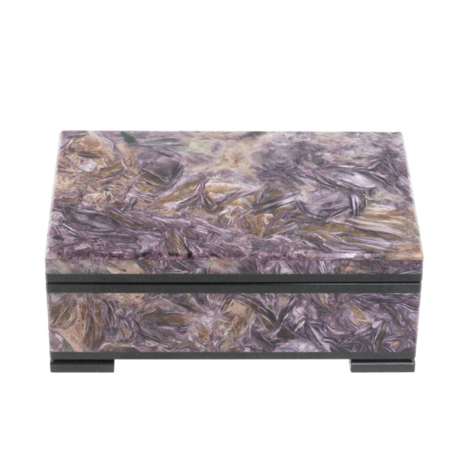 Шкатулка из камня чароит экстра с иризацией 11х7х4,5 см