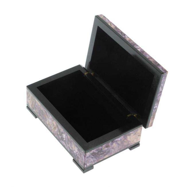 Шкатулка из камня чароит экстра с иризацией 11х7х4,5 см